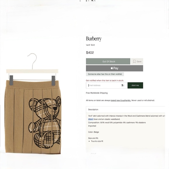 Burberry Girls Thomas Bear Avril Pleated Knit Skirt - Picture 5 of 11